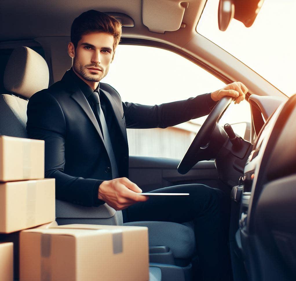 Driver delivering documents